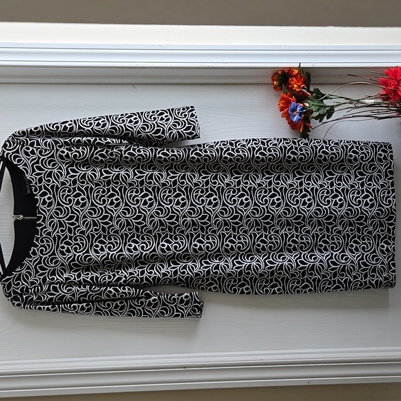 Frank Lyman | Black & Silver Textured Dress Vintage Inspired - Picture 4 of 8